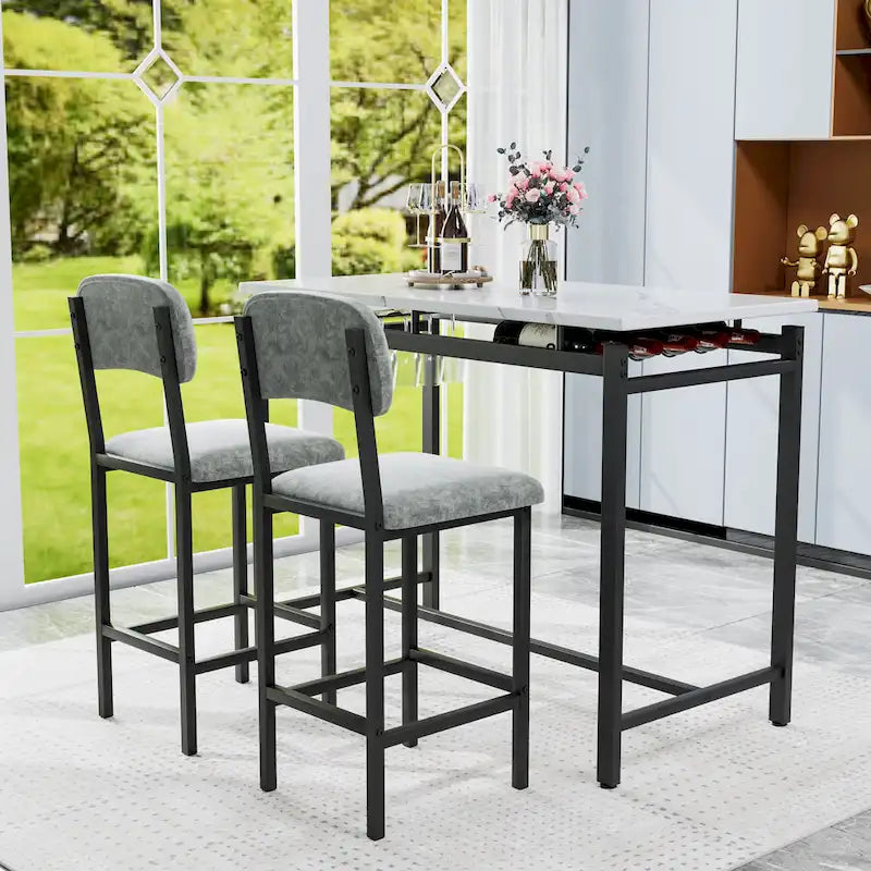 Ensemble de salle à manger 3 pièces de style moderne avec table rectangulaire et 2 chaises de salle à manger rembourrées