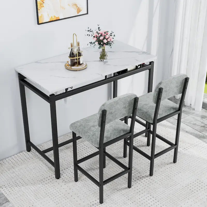 Ensemble de salle à manger 3 pièces de style moderne avec table rectangulaire et 2 chaises de salle à manger rembourrées