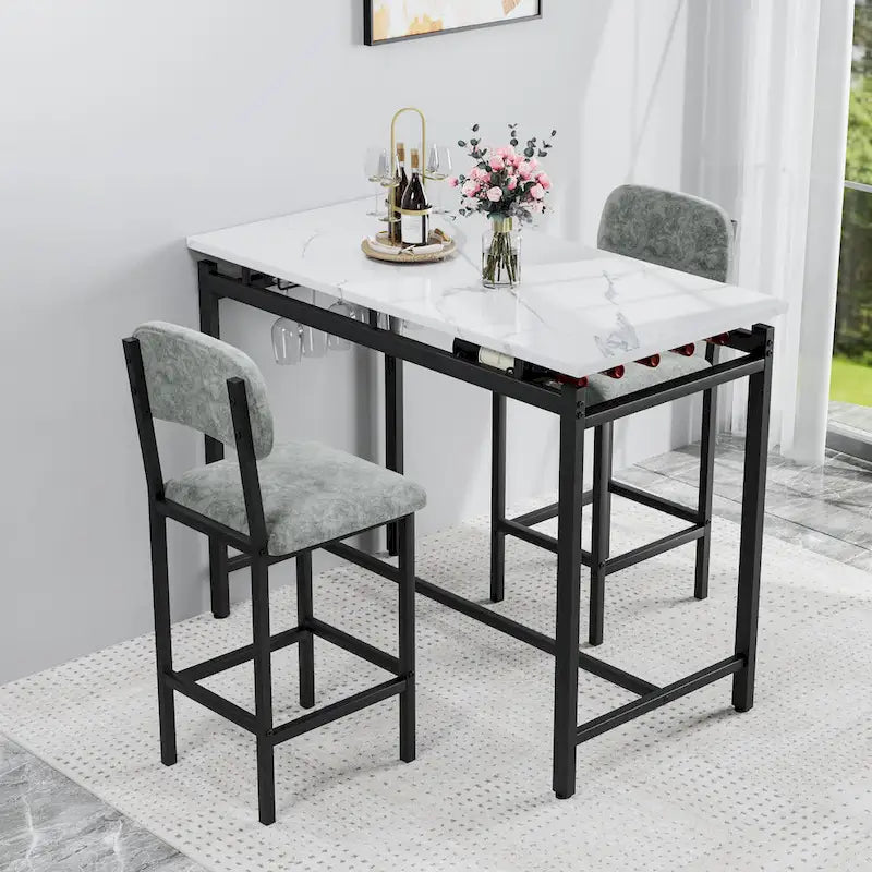 Ensemble de salle à manger 3 pièces de style moderne avec table rectangulaire et 2 chaises de salle à manger rembourrées