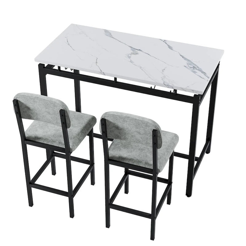 Ensemble de salle à manger 3 pièces de style moderne avec table rectangulaire et 2 chaises de salle à manger rembourrées