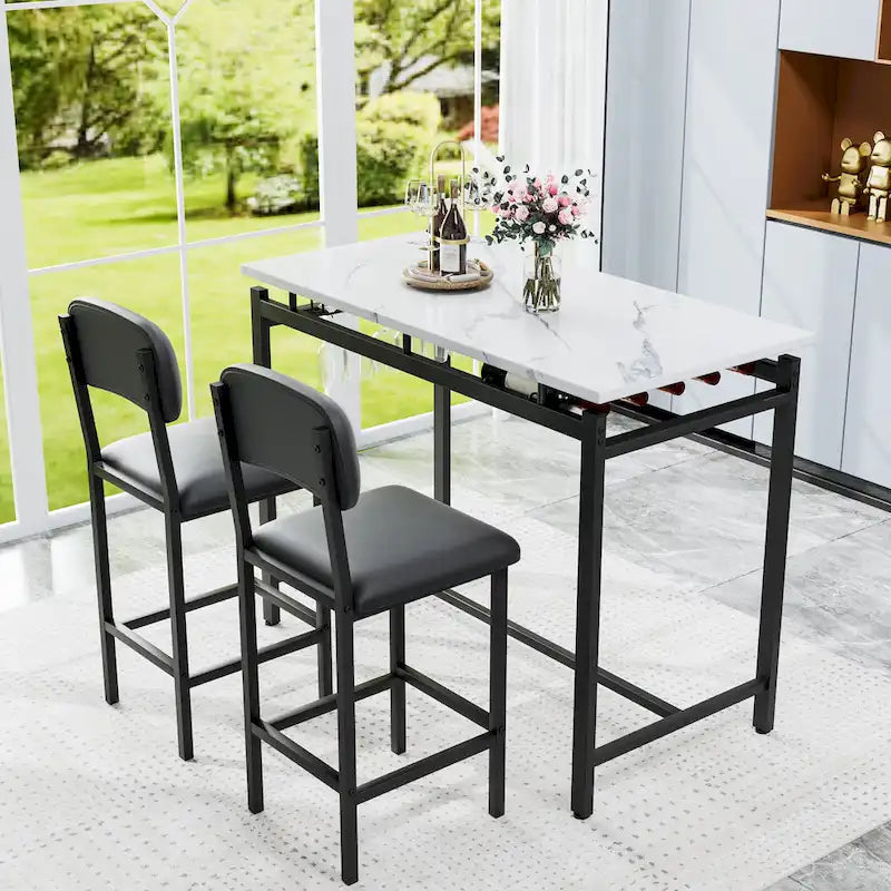 Ensemble de salle à manger 3 pièces de style moderne avec table rectangulaire et 2 chaises de salle à manger rembourrées