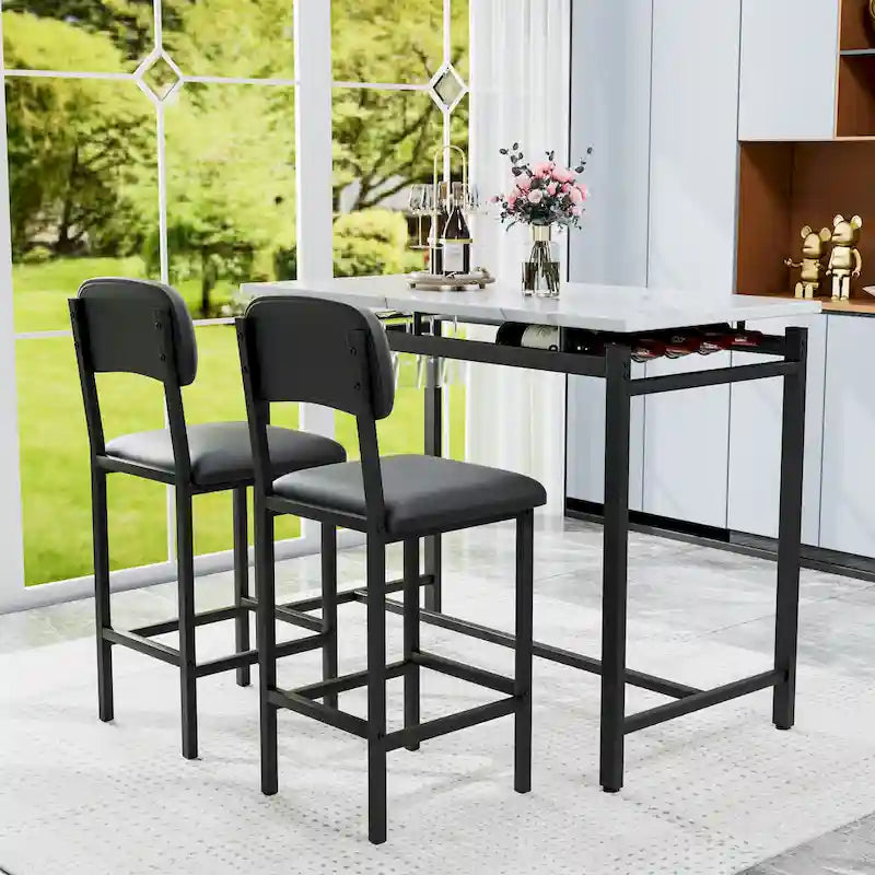 Ensemble de salle à manger 3 pièces de style moderne avec table rectangulaire et 2 chaises de salle à manger rembourrées