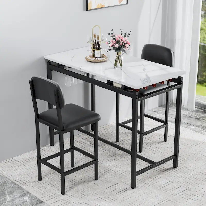 Ensemble de salle à manger 3 pièces de style moderne avec table rectangulaire et 2 chaises de salle à manger rembourrées