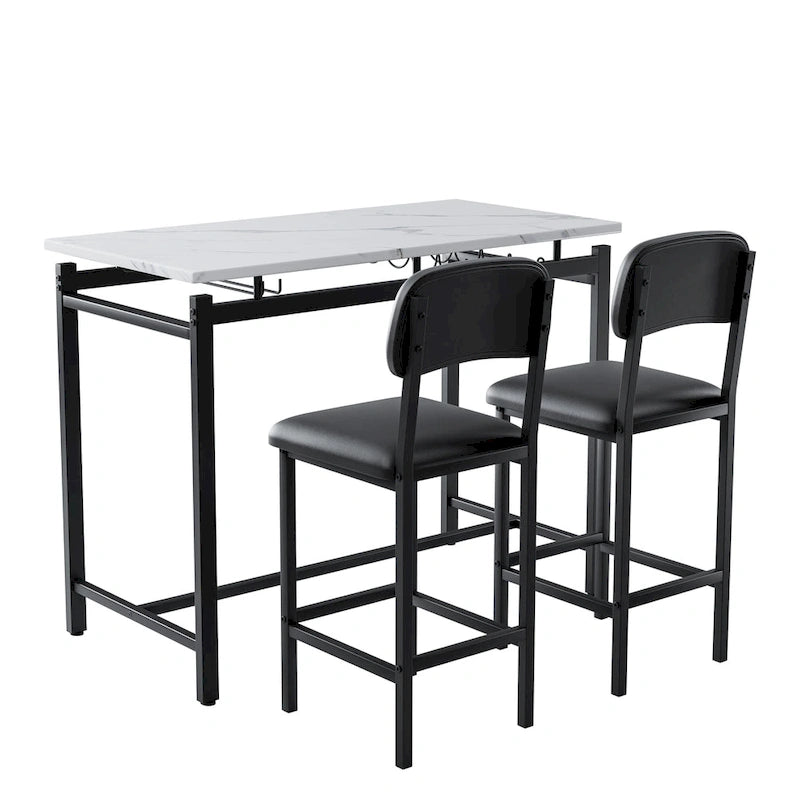 Ensemble de salle à manger 3 pièces de style moderne avec table rectangulaire et 2 chaises de salle à manger rembourrées
