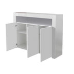 Aparador de almacenamiento blanco de 3 puertas con LED, acabado de alto brillo