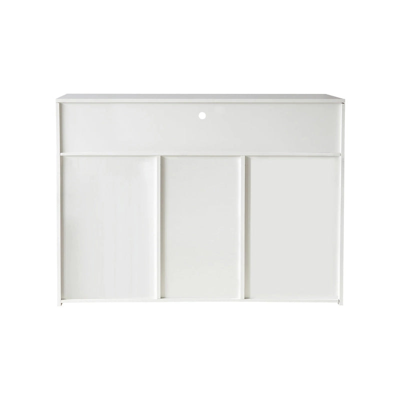 Aparador de almacenamiento blanco de 3 puertas con LED, acabado de alto brillo