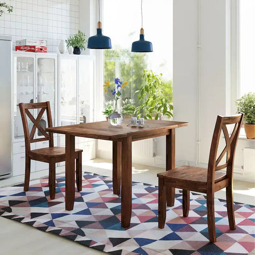Juego de mesa de comedor para rincón de desayuno de madera de 3 piezas con mesa de ala caída
