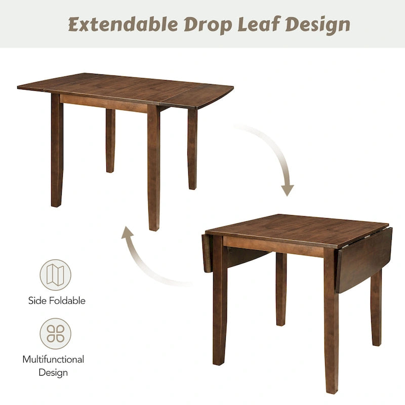 Juego de mesa de comedor para rincón de desayuno de madera de 3 piezas con mesa de ala caída