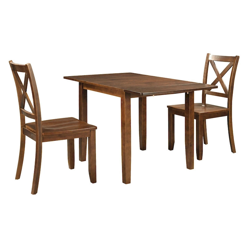 Juego de mesa de comedor para rincón de desayuno de madera de 3 piezas con mesa de ala caída