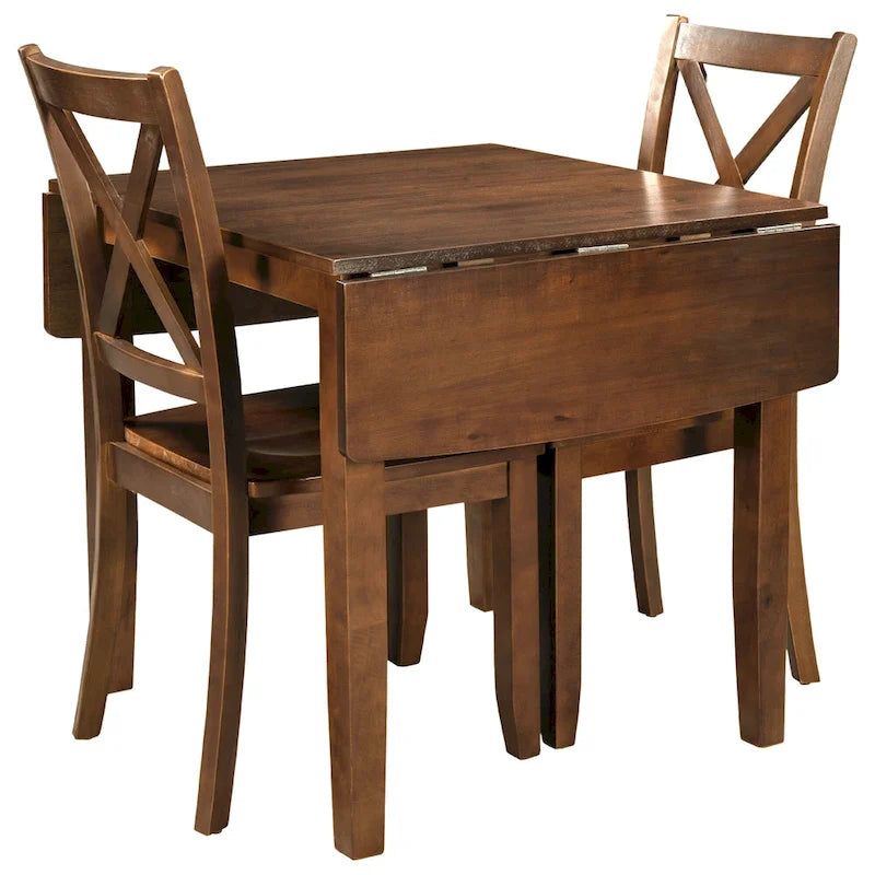 Juego de mesa de comedor para rincón de desayuno de madera de 3 piezas con mesa de ala caída