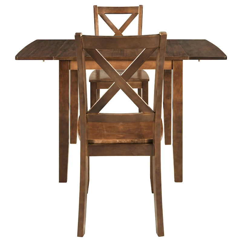 Juego de mesa de comedor para rincón de desayuno de madera de 3 piezas con mesa de ala caída