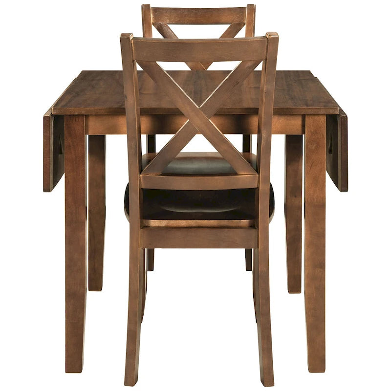 Juego de mesa de comedor para rincón de desayuno de madera de 3 piezas con mesa de ala caída