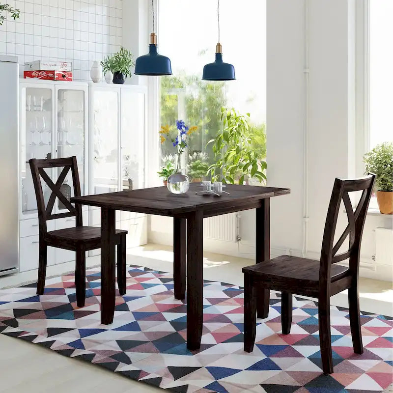 Juego de mesa de comedor para rincón de desayuno de madera de 3 piezas con mesa de ala caída
