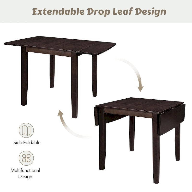 Juego de mesa de comedor para rincón de desayuno de madera de 3 piezas con mesa de ala caída