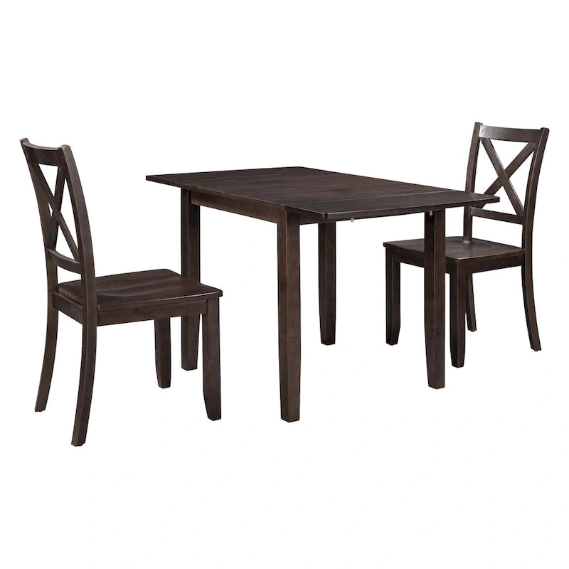 Juego de mesa de comedor para rincón de desayuno de madera de 3 piezas con mesa de ala caída