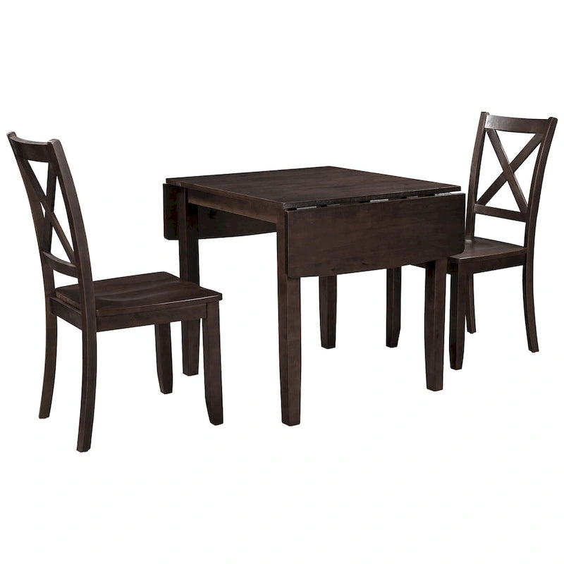 Juego de mesa de comedor para rincón de desayuno de madera de 3 piezas con mesa de ala caída