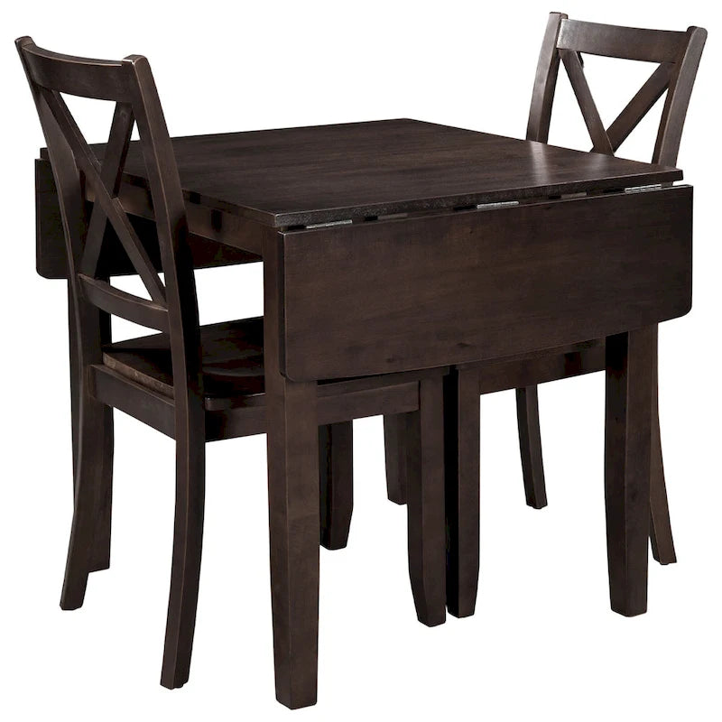 Juego de mesa de comedor para rincón de desayuno de madera de 3 piezas con mesa de ala caída