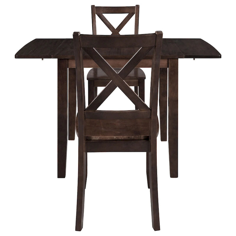Juego de mesa de comedor para rincón de desayuno de madera de 3 piezas con mesa de ala caída
