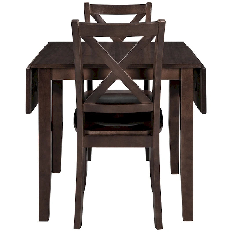 Juego de mesa de comedor para rincón de desayuno de madera de 3 piezas con mesa de ala caída