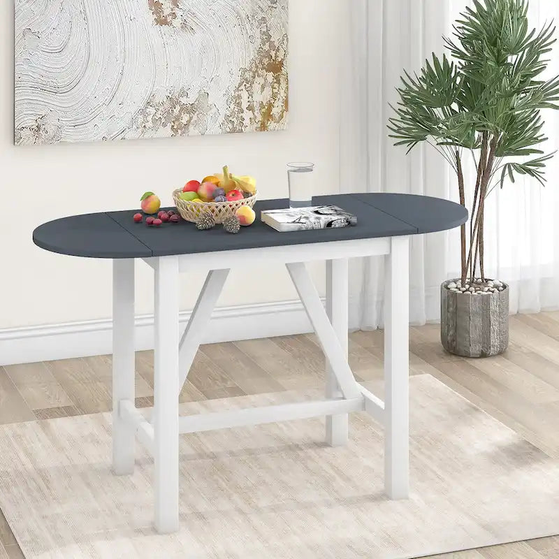 Juego de comedor de 3 piezas de madera a la altura de la encimera con mesa de hoja abatible y 2 sillas
