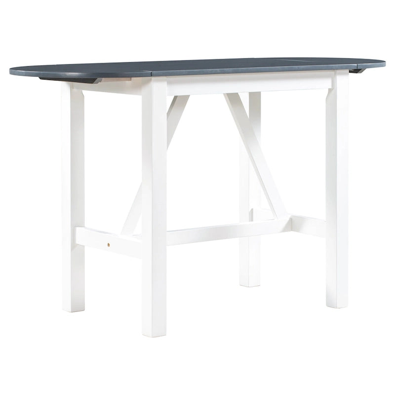 Juego de comedor de 3 piezas de madera a la altura de la encimera con mesa de hoja abatible y 2 sillas