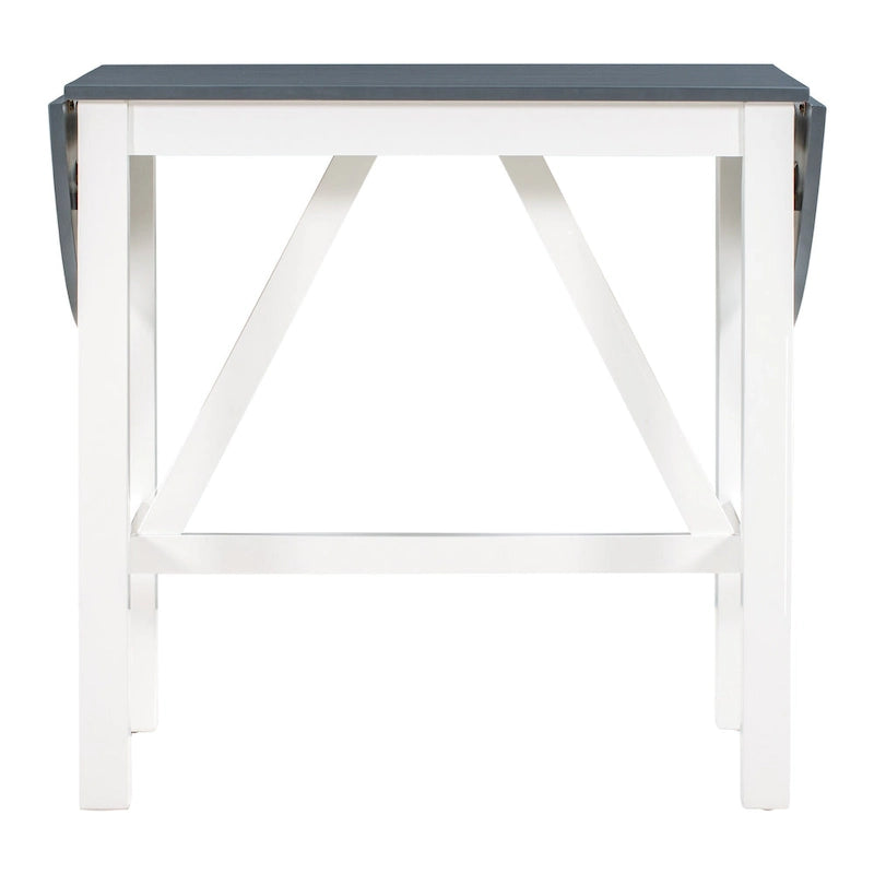 Juego de comedor de 3 piezas de madera a la altura de la encimera con mesa de hoja abatible y 2 sillas