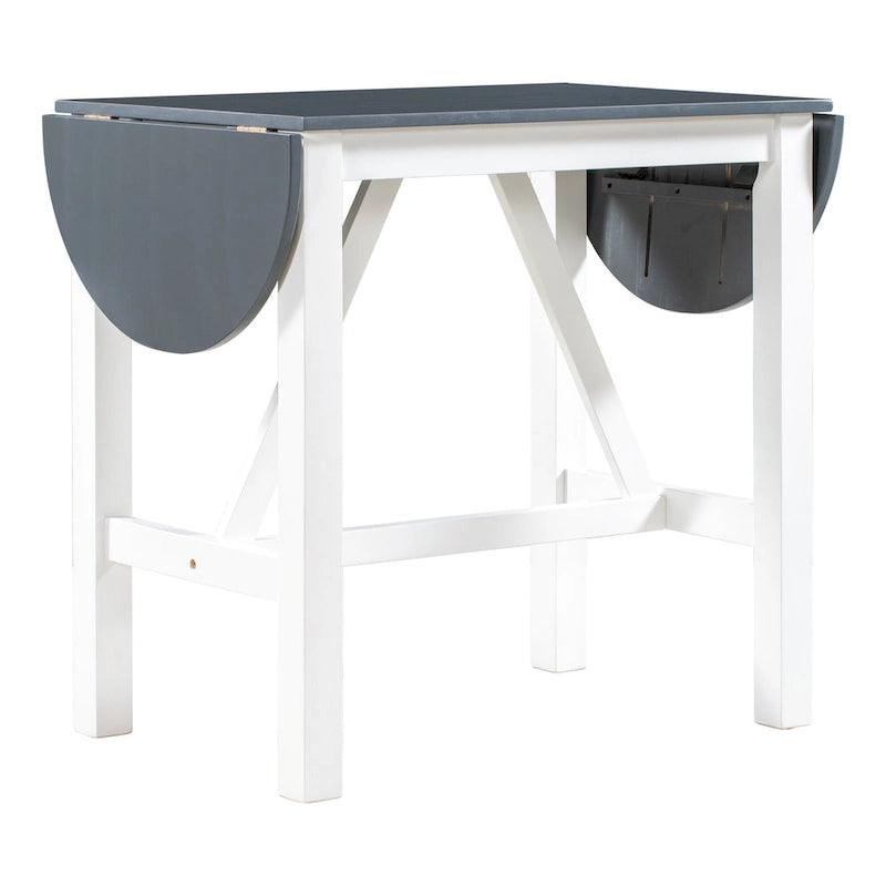 Juego de comedor de 3 piezas de madera a la altura de la encimera con mesa de hoja abatible y 2 sillas