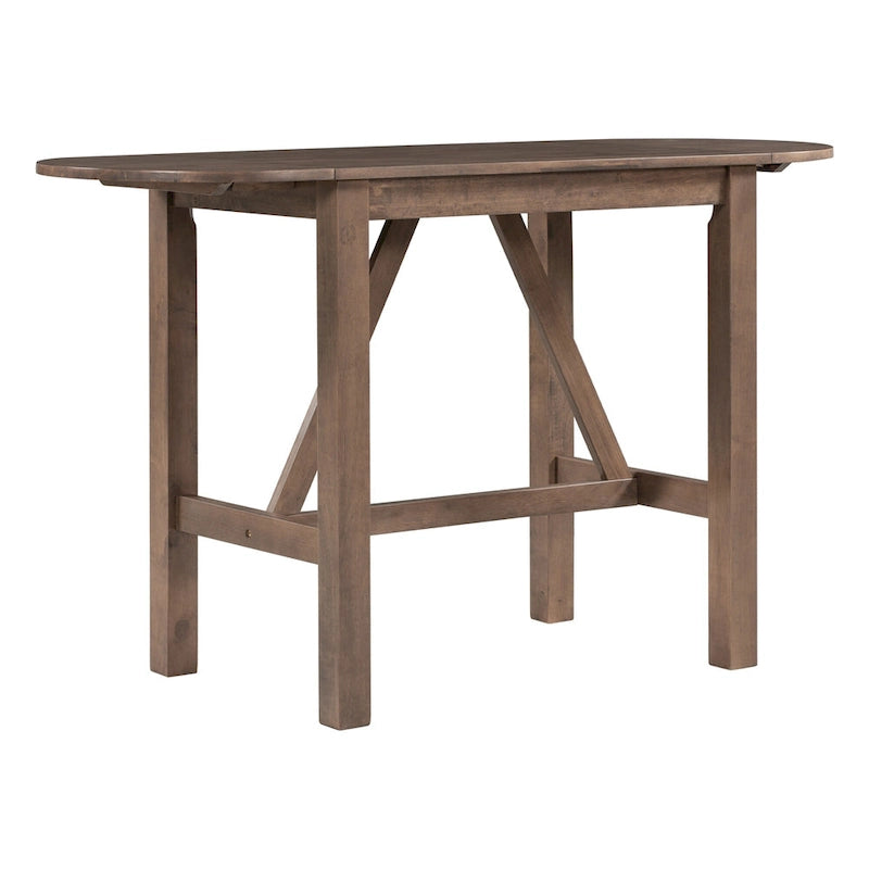 Juego de comedor de 3 piezas de madera a la altura de la encimera con mesa de hoja abatible y 2 sillas