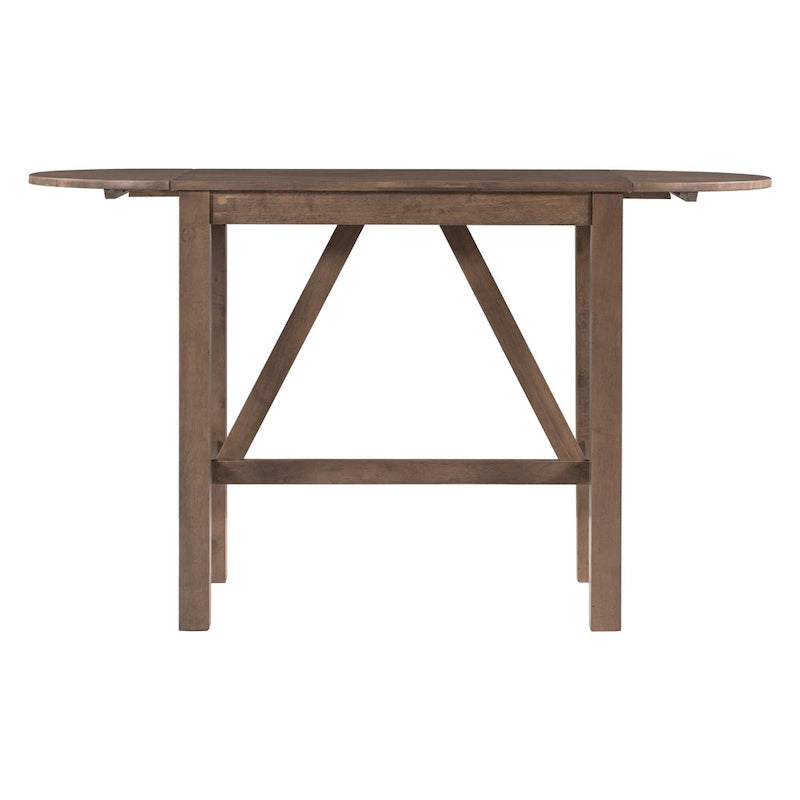 Juego de comedor de 3 piezas de madera a la altura de la encimera con mesa de hoja abatible y 2 sillas