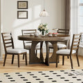 Juego de comedor de 5 piezas de estilo vintage con mesa extensible y 4 sillas tapizadas