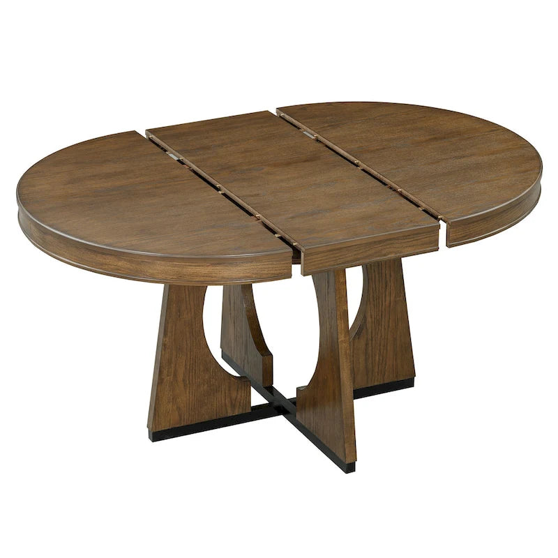 Juego de comedor de 5 piezas de estilo vintage con mesa extensible y 4 sillas tapizadas