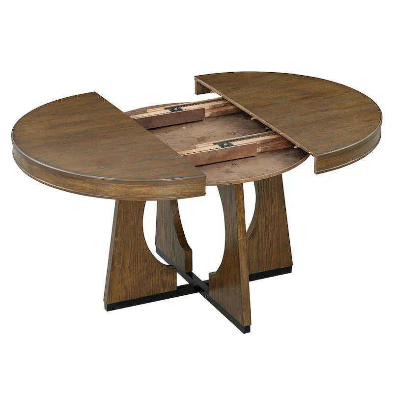 Juego de comedor de 5 piezas de estilo vintage con mesa extensible y 4 sillas tapizadas