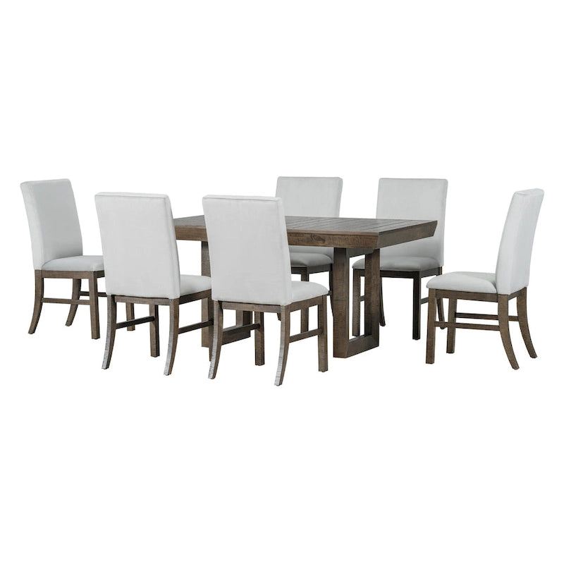 Juego de comedor tradicional extensible de 7 piezas con tablero de mariposa y 6 sillas tapizadas