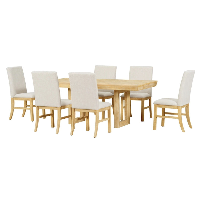 Juego de comedor tradicional extensible de 7 piezas con tablero de mariposa y 6 sillas tapizadas