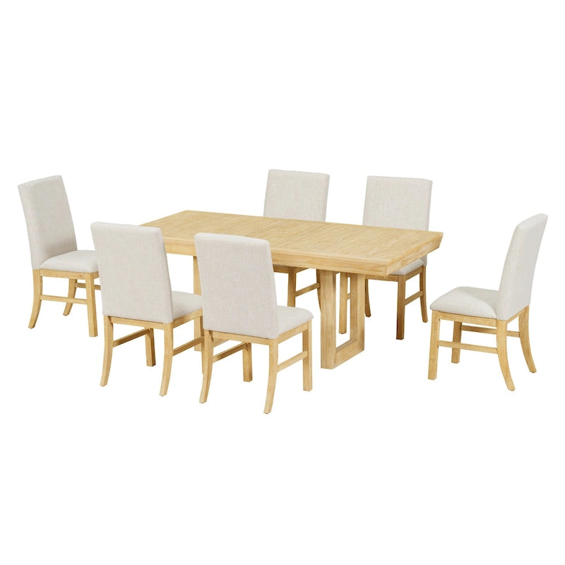 Juego de comedor tradicional extensible de 7 piezas con tablero de mariposa y 6 sillas tapizadas