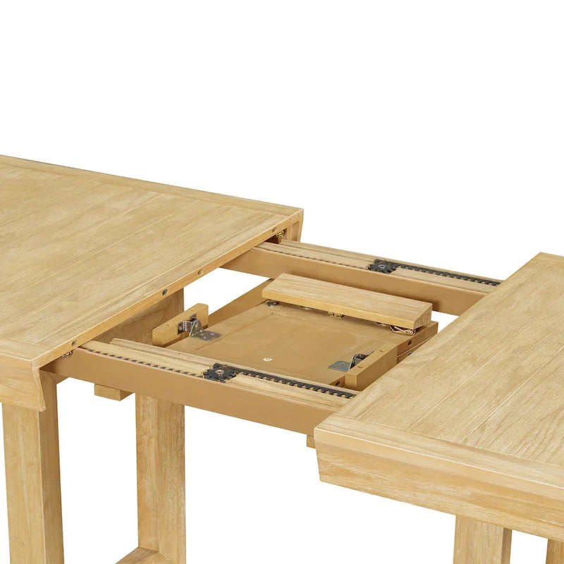 Juego de comedor tradicional extensible de 7 piezas con tablero de mariposa y 6 sillas tapizadas
