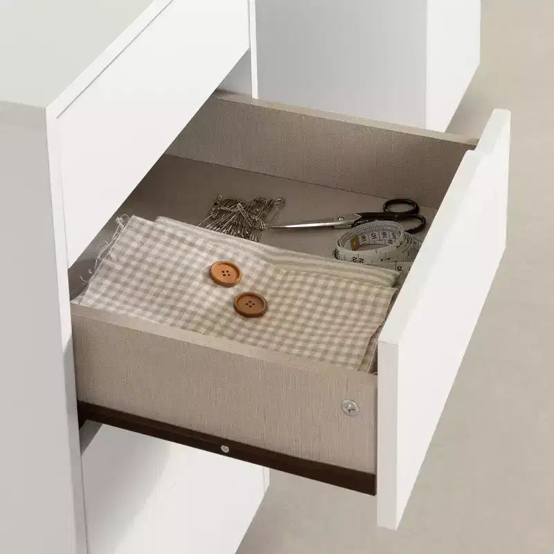 Crea Sewing Craft Table On Wheels White - South Shore