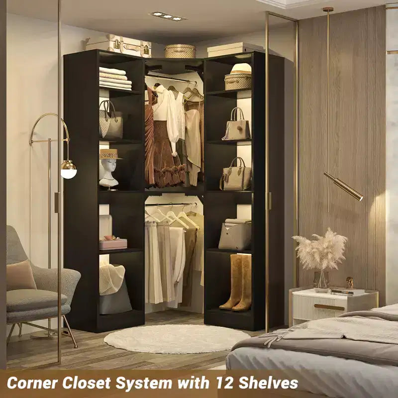 Besiost Corner Closet System with 12 Shelves