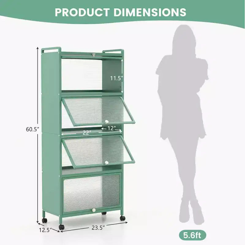 Costway 5-Tier Kitchen Bakers Rack Storage Cabinet Mobile Microwave Stand Flip-up Doors White/Black/Grey/Green