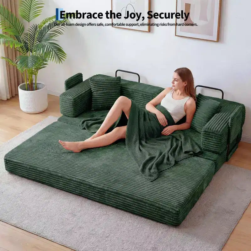 80.7 5-in-1 Convertible Sleeper Sofa Bed aï¿?Corduroy, 1200 lbs, No Assembly
