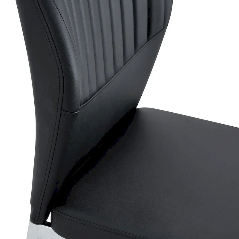 Ensemble de 6 chaises de salle à manger de luxe simples en PU haute résilience avec pieds en métal argenté, chaises d'appoint sans accoudoirs pour cuisine