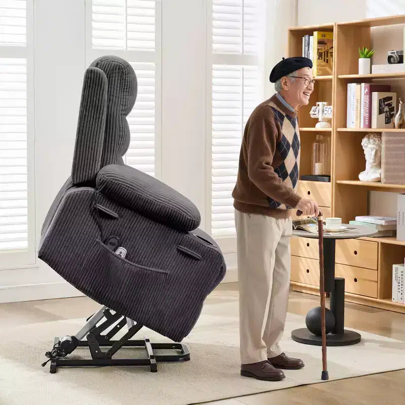 Lift Recliner Chair with Massage & Heat, Oversized Power Recliners, Home Theater Seat with 2 Cup Holders Side, Glider Reclining Single Sofa Chair
