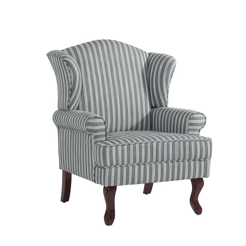 2 fauteuils d'appoint à dossier haut traditionnels, revêtus de tissu