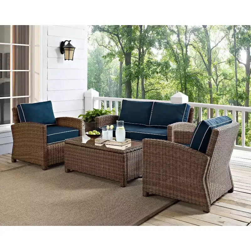 Bradenton 4pc Outdoor Wicker Conversation Set - Crosley