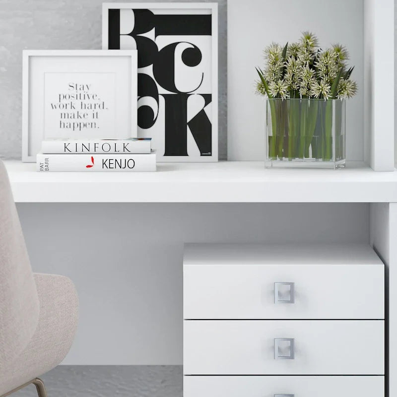 Echo L Shaped Desk with Hutch and Drawers