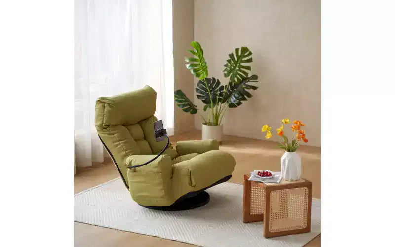 Floor Gaming Chair, Swivel Floor Lounge Chair with Armrests & Phone Holder, 5 Position Adjustable Folding Gaming Lounge Chair