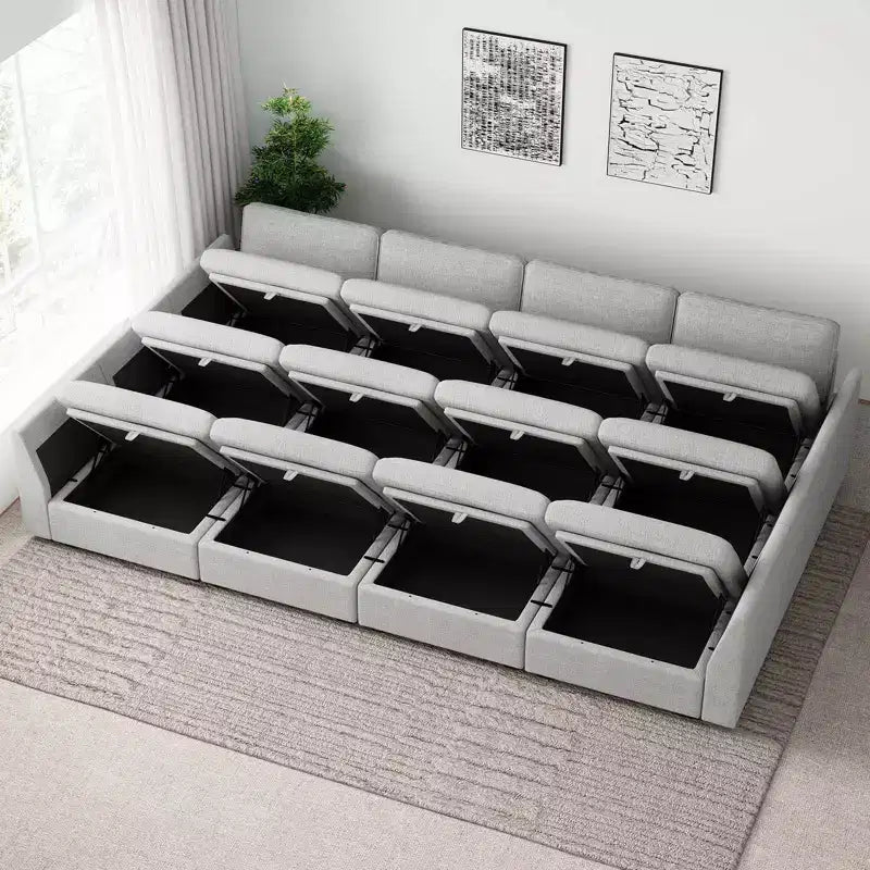 Belffin Chenille Ottoman Module - Modular Storage Footrest with Skin-Friendly Fabric & Quick-Install Design
