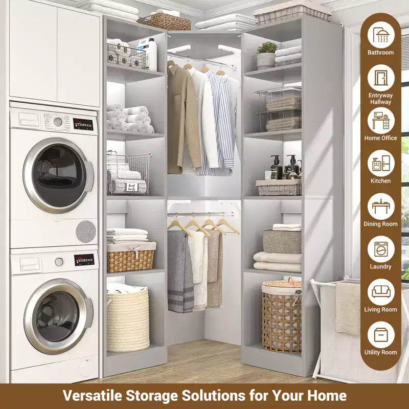 Besiost Corner Closet System with 12 Shelves