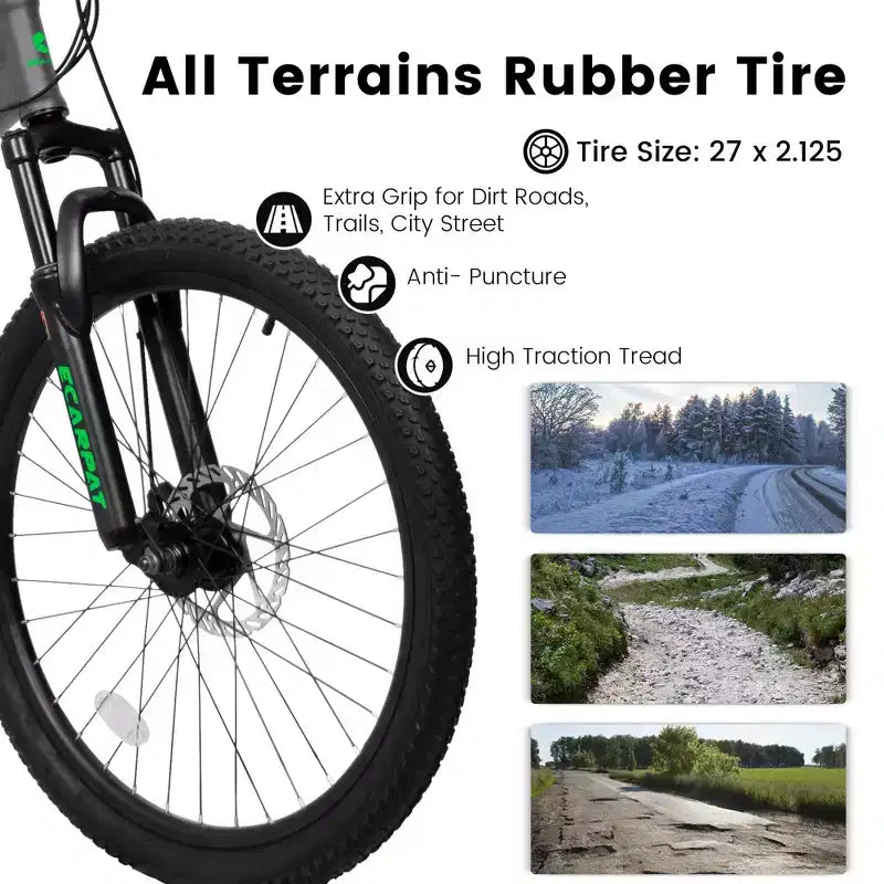 Okak 27.5IN Mountain Bike with Front and Rear Dual Shock Absorbers, 21-Speed Dirt Bike with Mechanical Disc Brake, Adult Bike for Men and Women