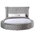 109 Queen Bed Gaiva Bed Gray Velvet - Acme Furniture: Elegant Nailhead, Button-Tufted Design, Wood Composite Frame